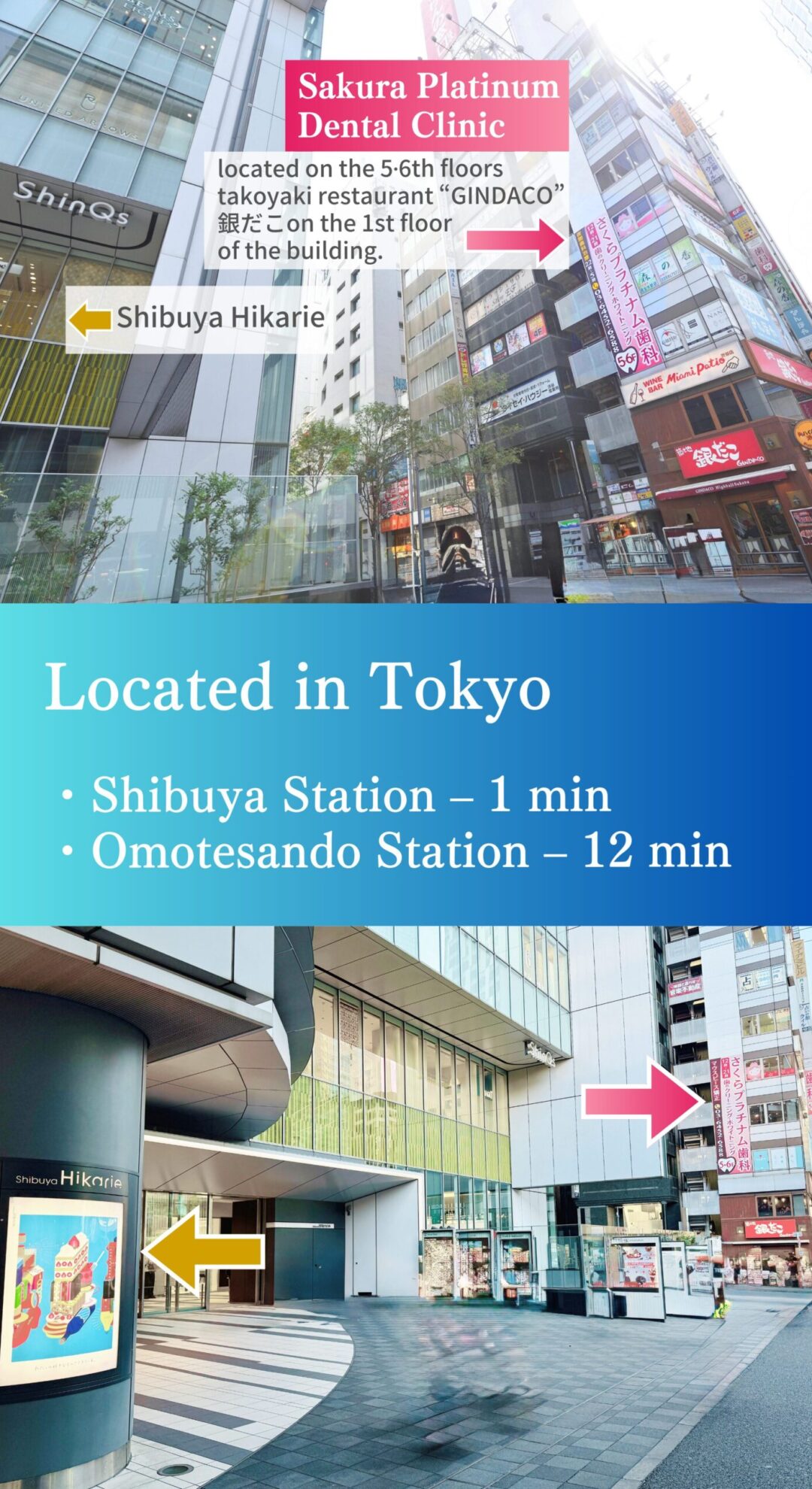 Sakura Platinum Dental Clinic – English-available dentist in Tokyo, 1 min from Shibuya Station, easy access from Omotesando(vertical image)
