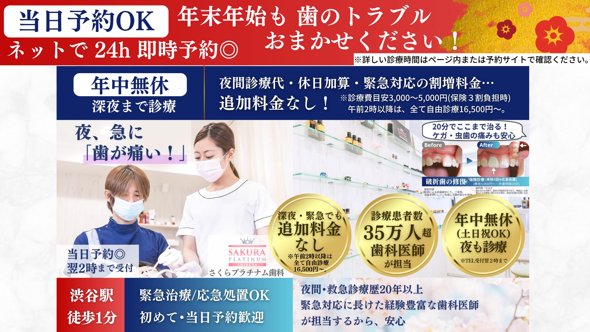 Open Throughout the New Year Holiday — Emergency Dental Care in Shibuya